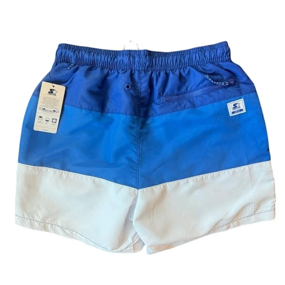 Starter Swim Trunks Mens Small Royal Blue Colorblock Board Shorts NWT
